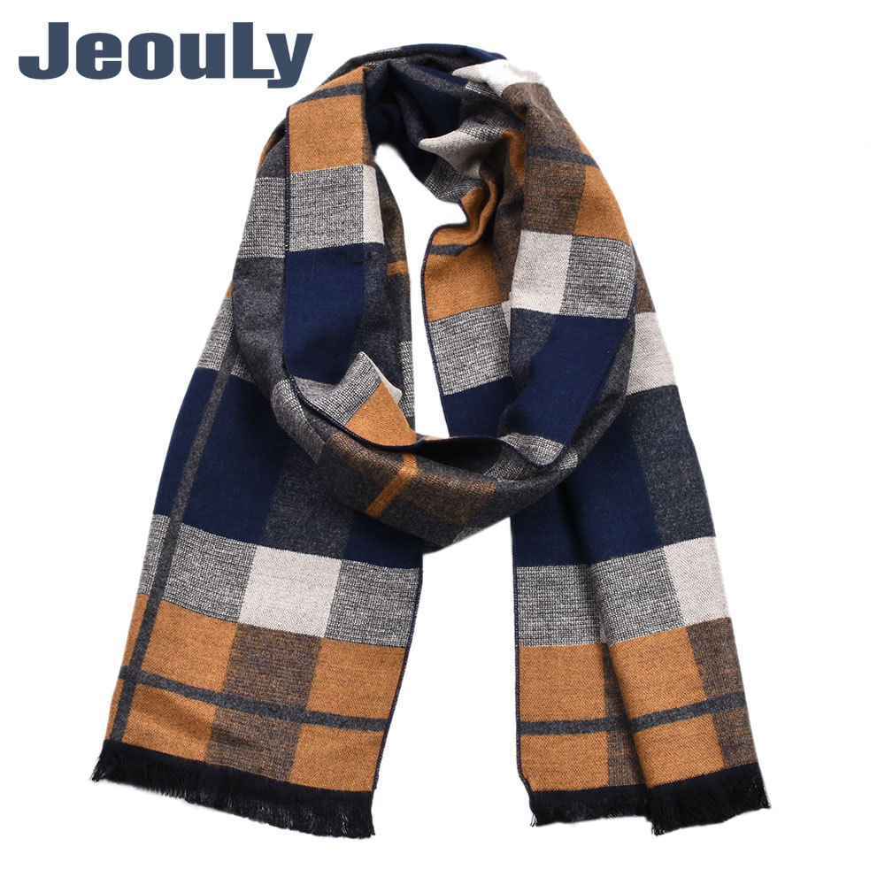 Bufanda de invierno a cuadros para hombre chal de algodón_voghion.com