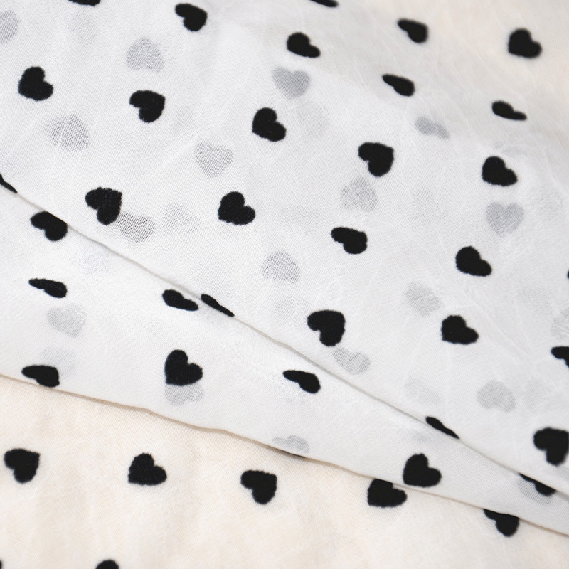 【翔龙出品 丰165】现货直销  简约时尚经典童趣爱心植绒雪纺面料