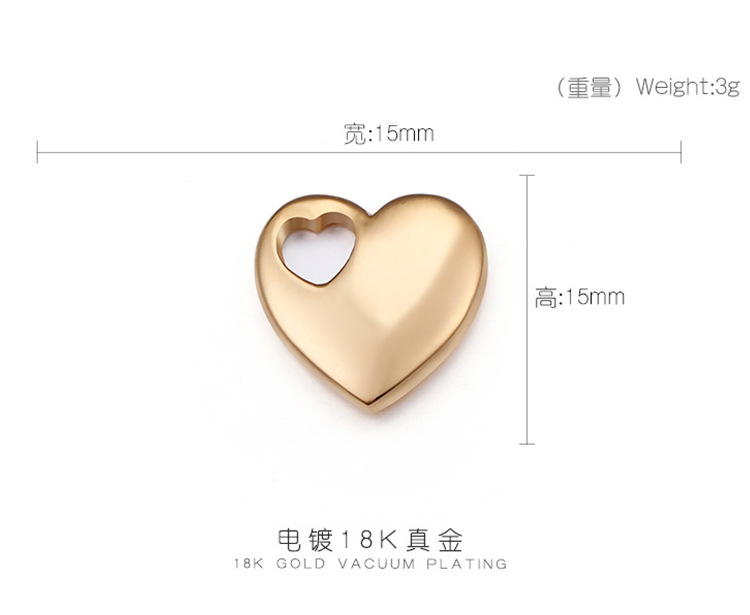 3g Weight Pendant Jewelry Making Type 18K Gold Plated Plating Material 1 Piece Quantity 304 Stainless Steel Material Heart Shape Pattern Romantic Style Plating Craft Gold, Silver Color Titanium Steel 18K Gold Plated 2