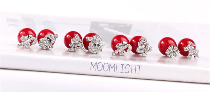 Fashion Snowflake Deer Alloy Inlay Rhinestones Women's Ear Studs 1 Pair display picture 10