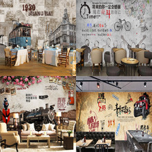 3d懷舊復古老上海有軌電車建築街道餐廳背景牆紙壁畫休閑餐飲壁畫