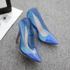 Single shoes apricot blue transparent film light mouth women’s shoes