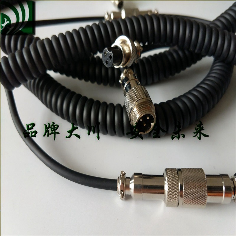 3芯4.5外径0.3平方弹簧线PU雾面型柔性弹簧线拉伸3米带航空头