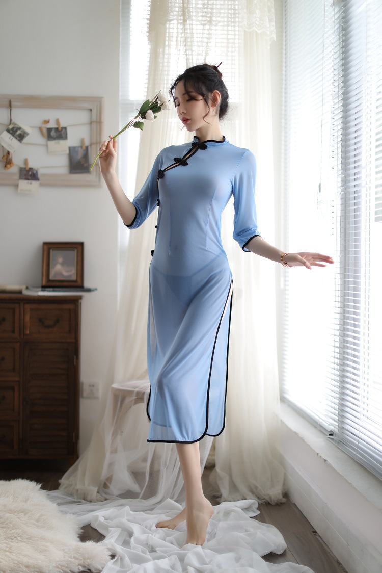 侧叉制服民国风学生装情趣内衣女性感诱惑旗袍透视装睡裙一件代发-阿里巴巴