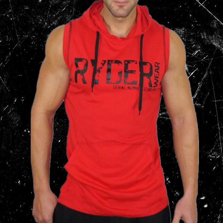 2019年新款肌肉兄弟连帽套头锻炼运动无袖马甲男士修身背心