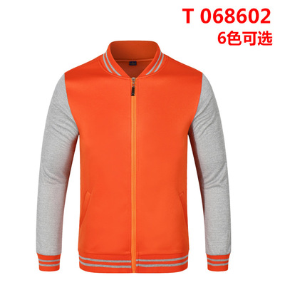 批发韩国新款棒球服运动服时尚潮流天丝摇粒绒拼色棒球服可印LOGO|ms