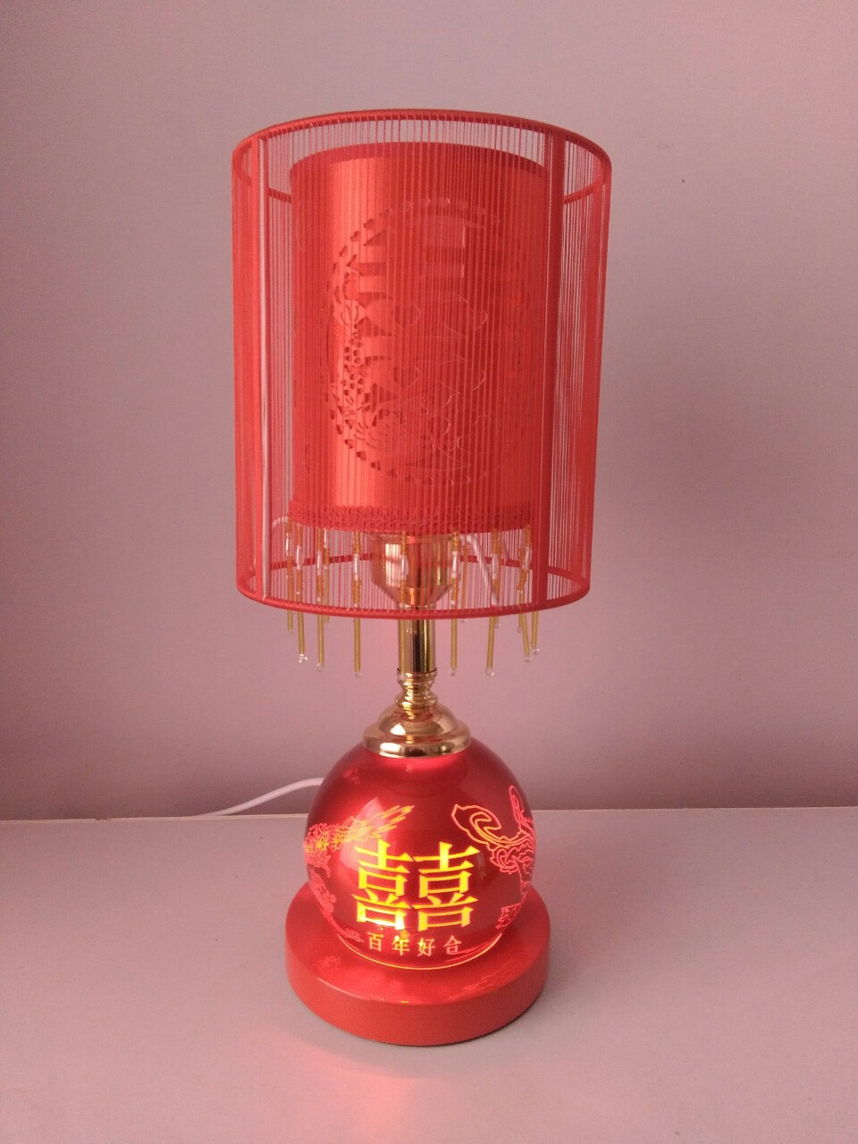 大红婚庆装饰台灯结婚床头喜庆台灯中式创意结婚礼物|ms