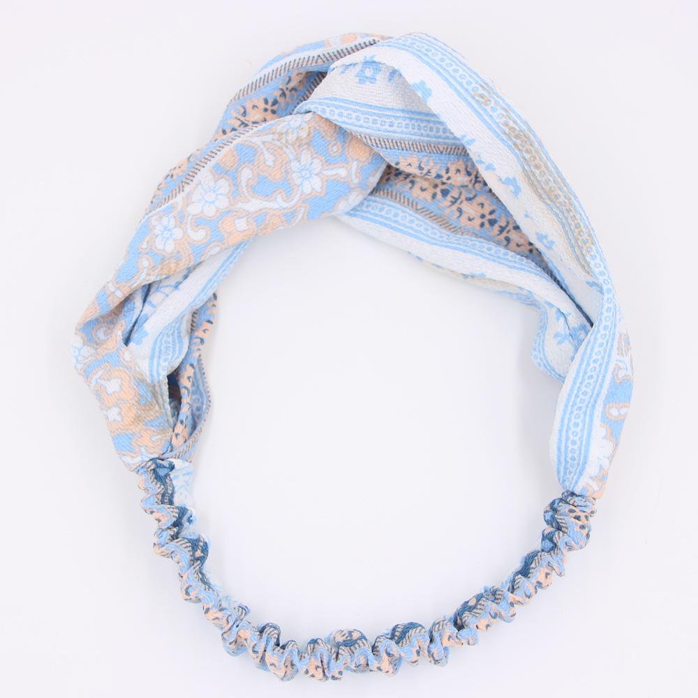 Retro Elastic Cross Fabric Elastic Women's New Floral Hair Accessories Headband display picture 26