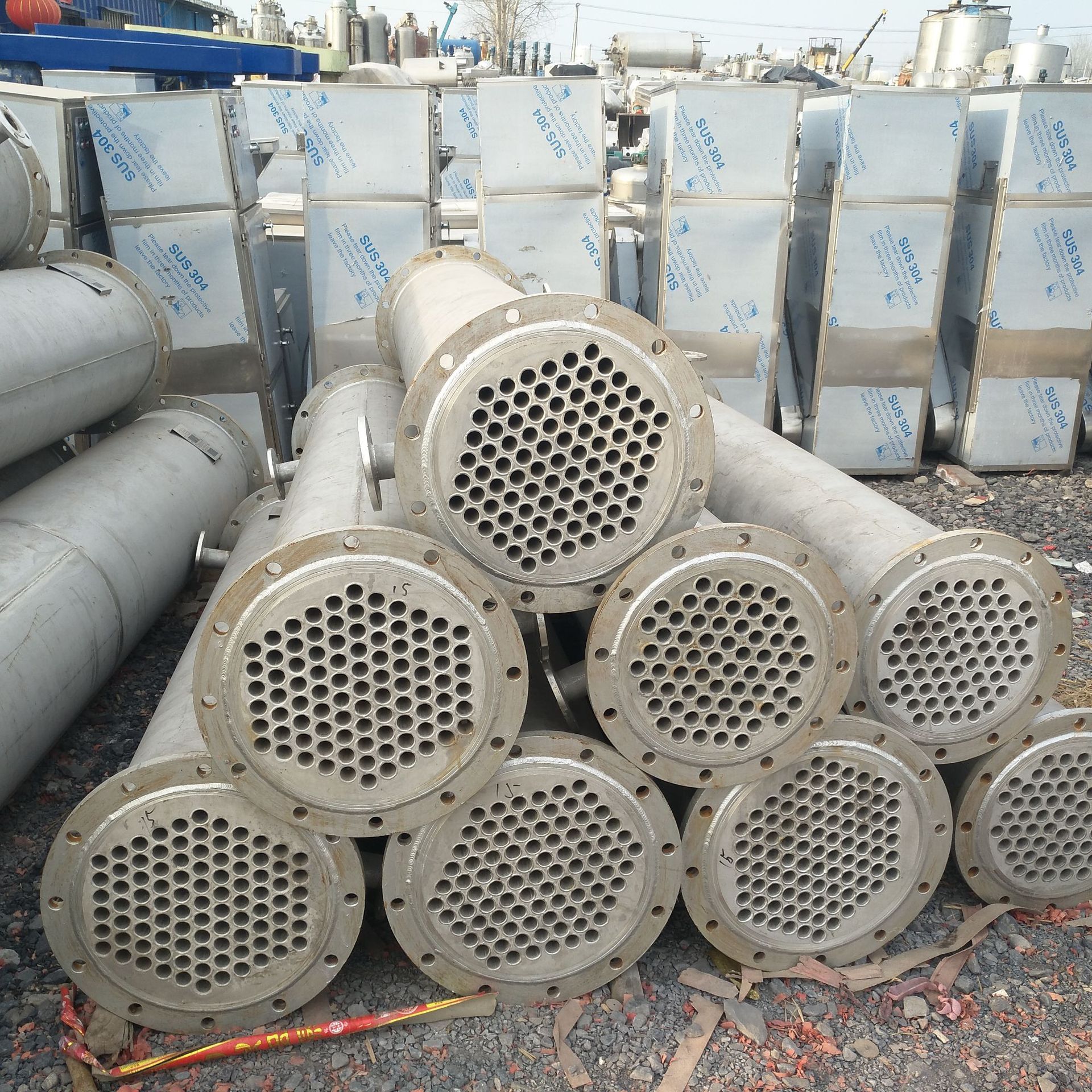 供应二手304不锈钢冷凝器 50平方不锈钢冷疑器 列管式换热器转让