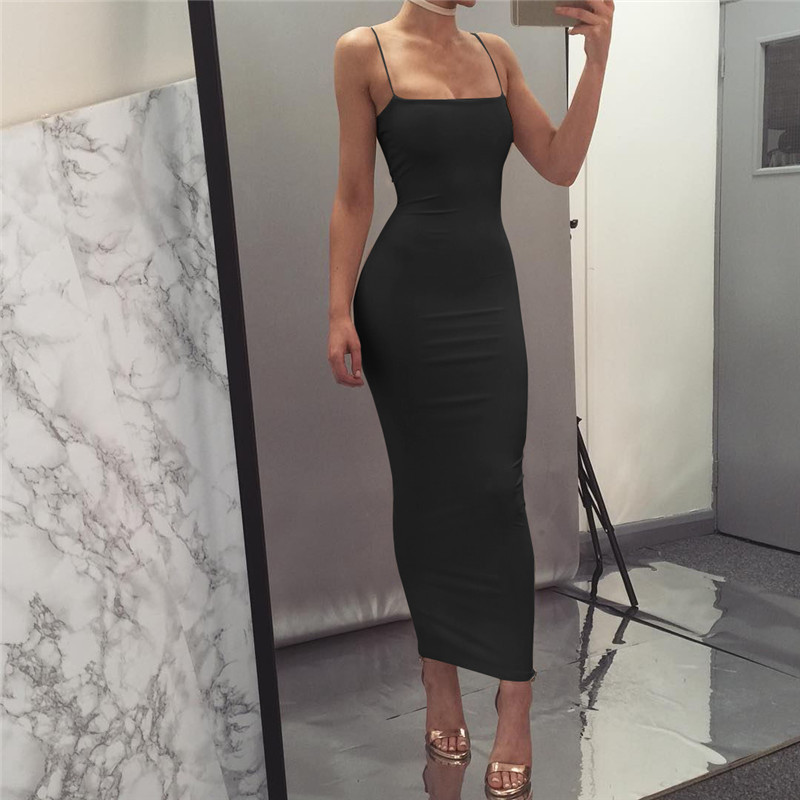 Solid Color Slim Slit Dress NSHWM109174