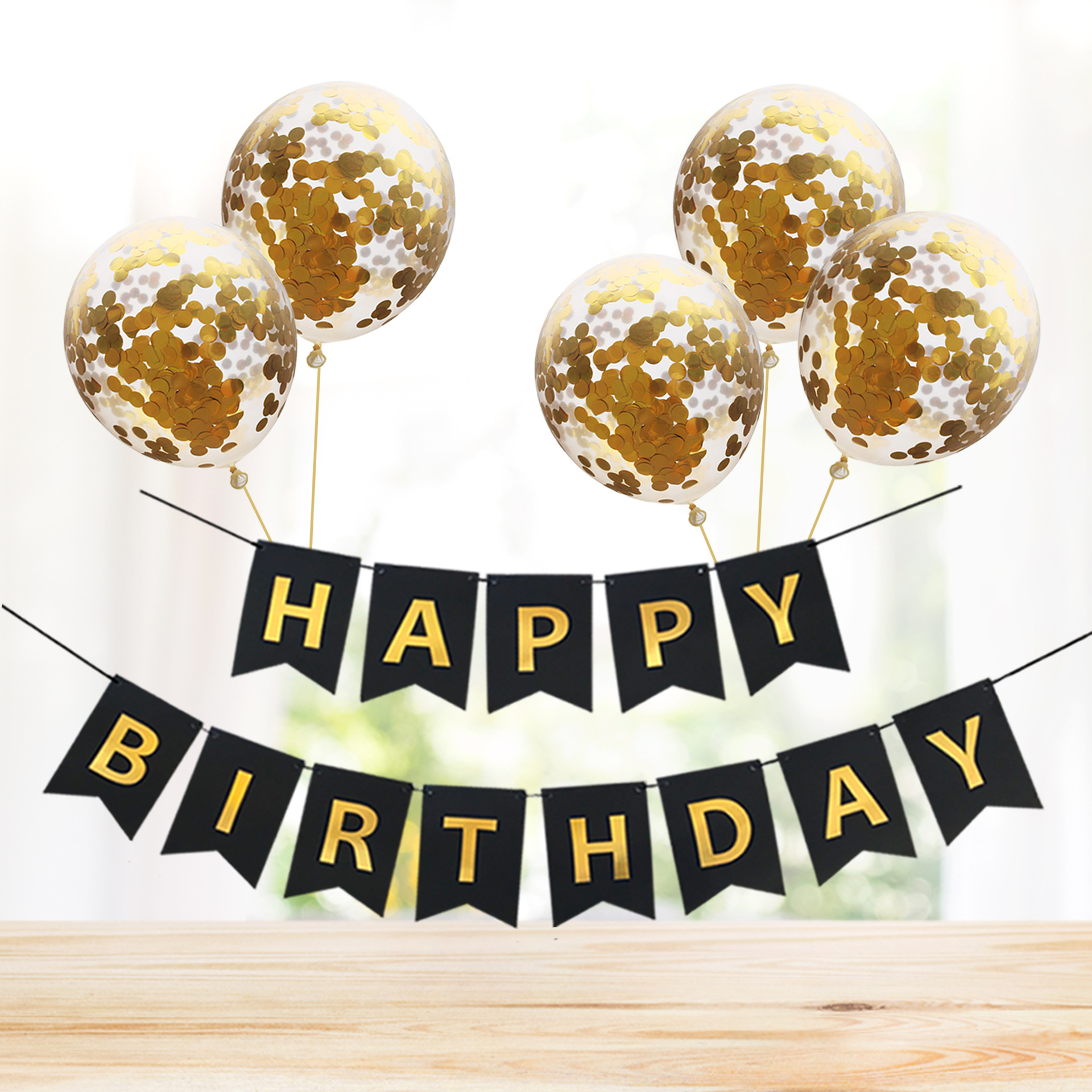 烫金happy Birthday拉花加圆形亮片气球套装生日 价格 厂家 哪里买 我有货 B 5yoho Cn