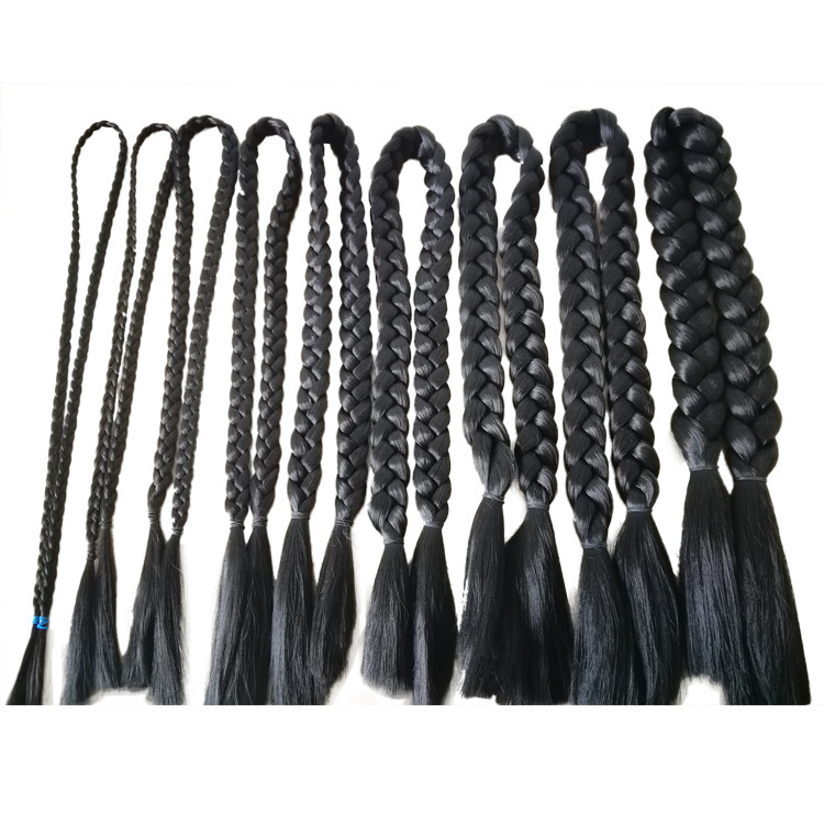Simulated braid double braided hair wig high temperature silk hand-woven long braid square dance performance for students in the Republic of China