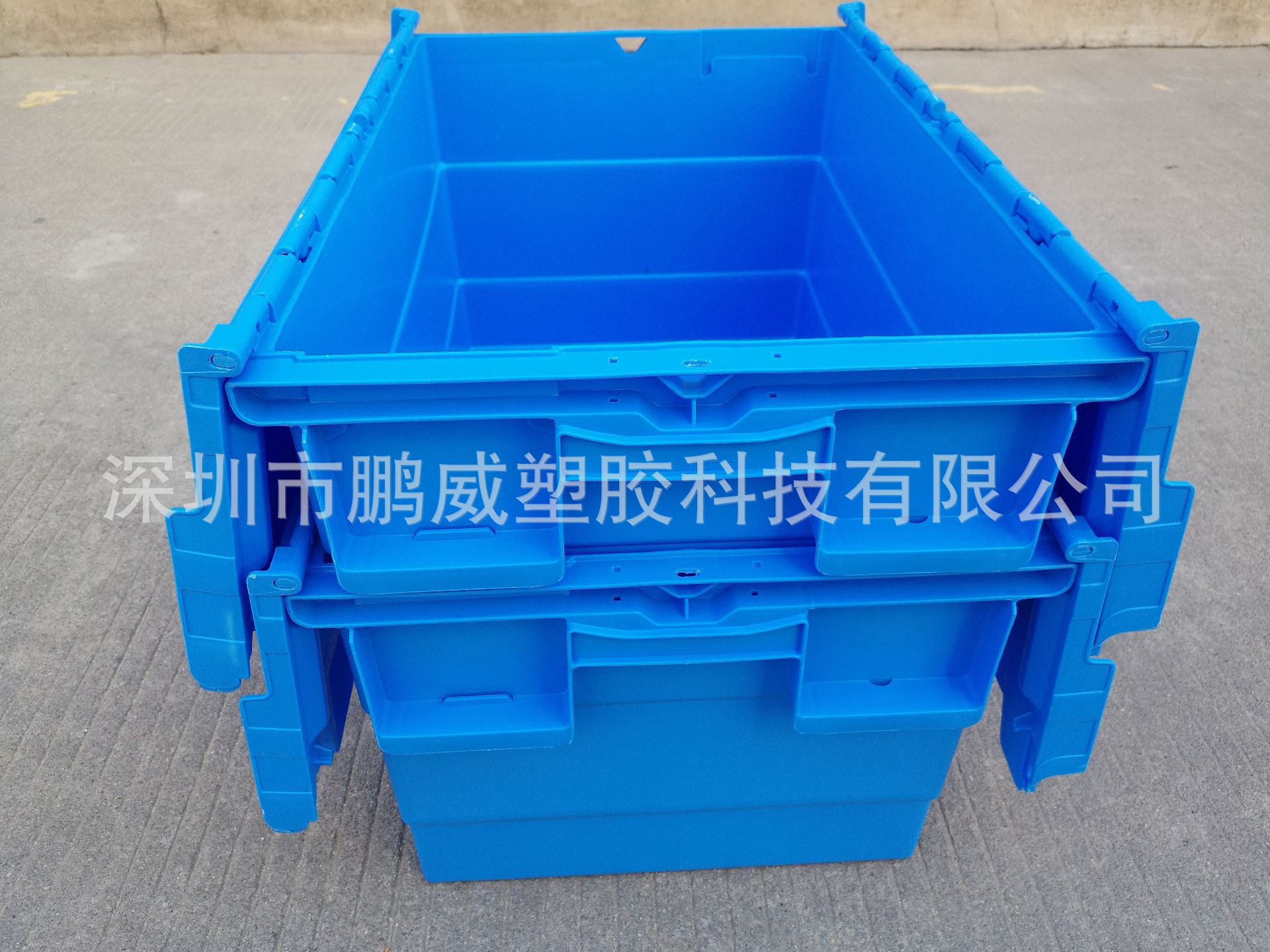 供应泰国物流烟草专用连盖箱 蓝色新料PE材质连盖箱 可堆叠可丝印