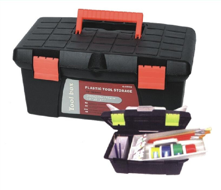 厂家直销加厚加强多层多功能16寸五金G555 塑料工具手提箱
