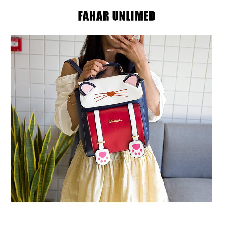 Cute Three-dimensional Cat Backpack Cartoon Animal Student Handbag Female Bag display picture 37