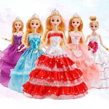 芭芘比娃娃女孩3D真眼时尚大裙公主礼盒女孩娃娃公主甜美玩具套装