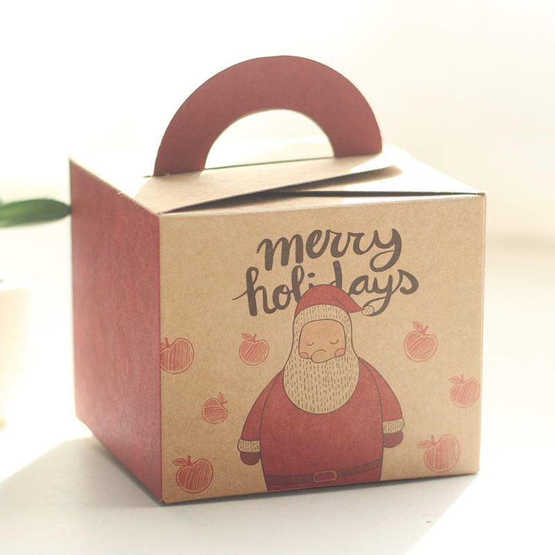 圣诞节苹果包装盒纸盒定制新款创意牛皮纸平安夜苹果礼盒糖果盒
