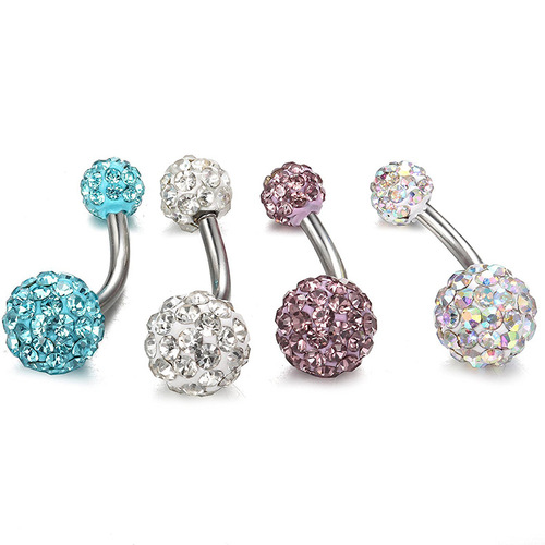 European and American cross-border wish aliexpress stainless steel fashion full diamond navel nails navel ring body piercing jewelry