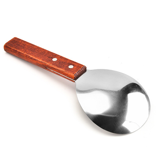 Spatula, stainless steel rice spatula, heat-insulating wooden handle rice spatula, cooking utensil, rice scooping spatula