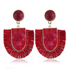 Retro earrings with tassels, boho style, with gem, European style