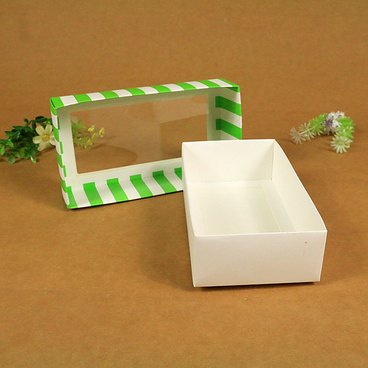 白卡天地盖纸盒彩印 开窗贴PVC膜抽屉盒 牛皮纸天地盒印刷logo