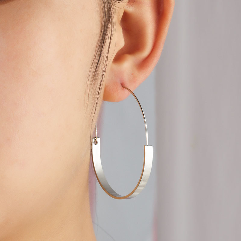 Simple Half-Circle Hoop Earrings Curved Womenu0027s Earrings Green Gold Electroplating Silver