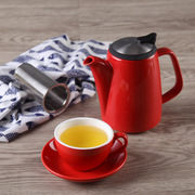 陶瓷茶壶家用大容量泡花茶壶办公水壶手冲咖啡壶过滤茶具不锈钢盖