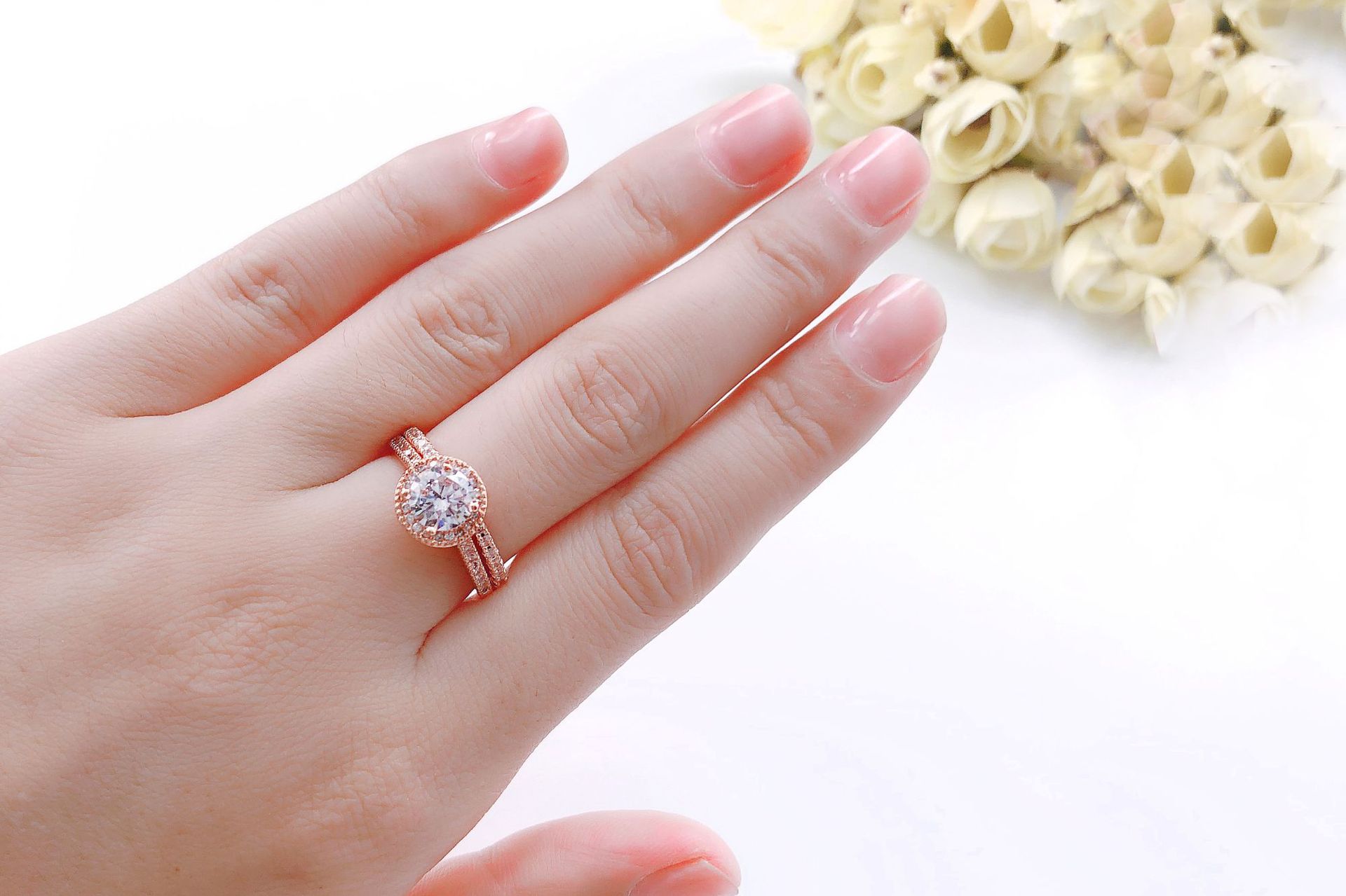 Fashion Solid Color Copper Plating Inlay Zircon Rings 1 Piece 2 Pieces 3 Pieces