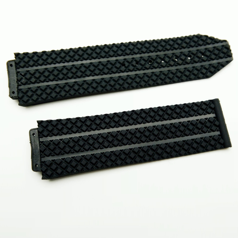 Correa de reloj de tela escocesa negra correa de reloj de textura negra de plástico de silicona