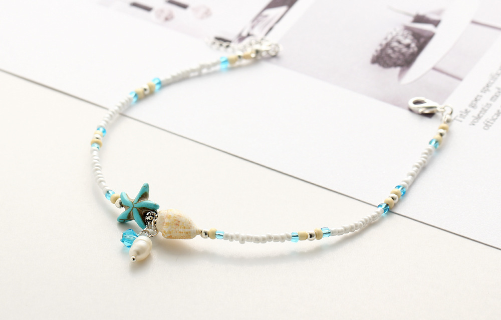 Fashion Starfish Pendant Rice Bead Anklet display picture 9