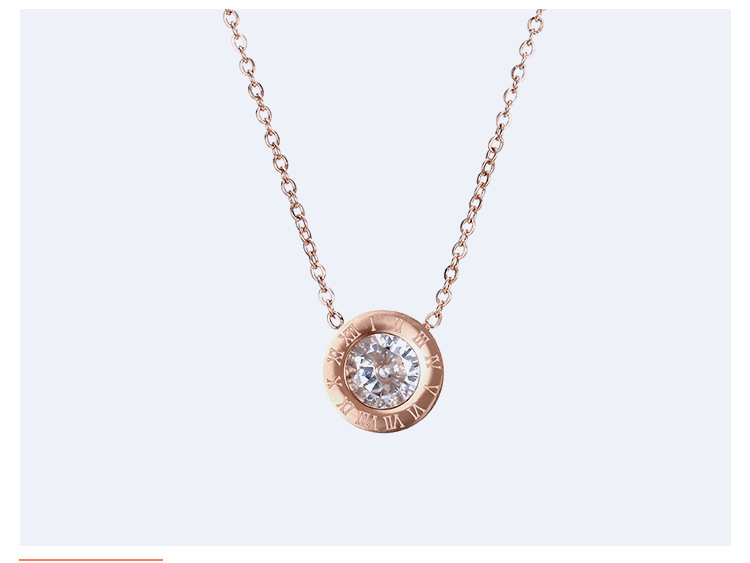 Classic Zircon Simple Stainless Steel Rose Gold Necklace Clavicle Chain Pendant For Women display picture 9