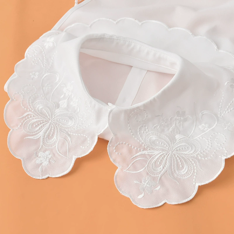 Женский большой воротник нового стиля, длинная внутренняя одежда с вышивкой, Женская кружевная Женская Базовая рубашка без рукавов, искусственный воротник