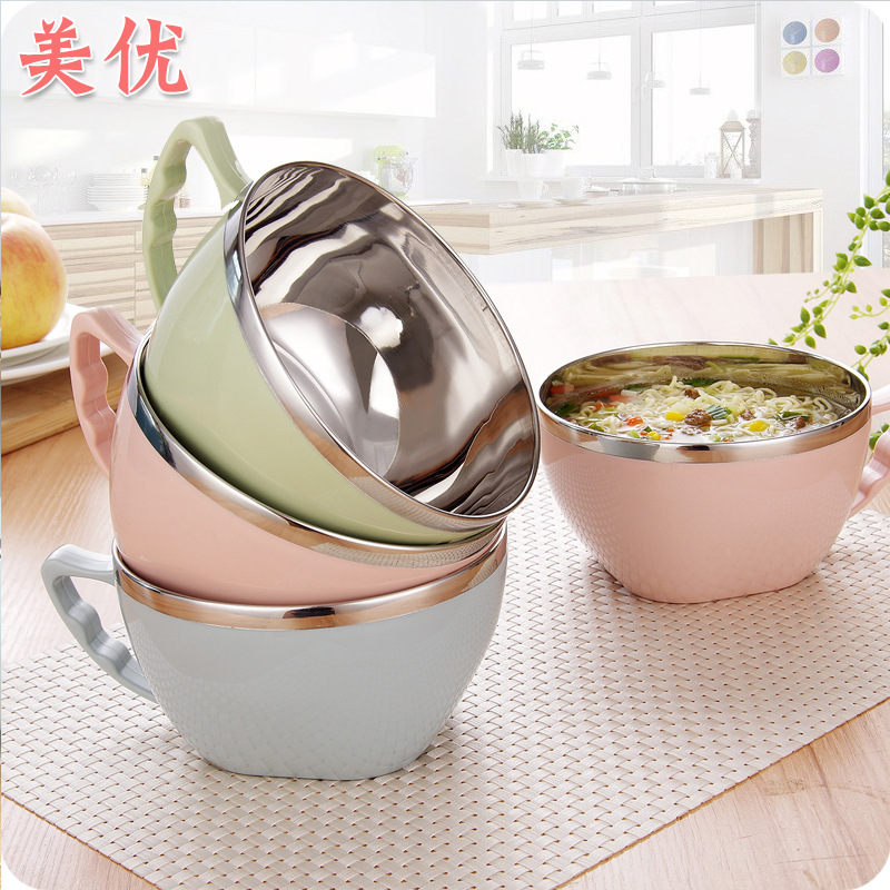 Korean multi-function seal up A bowl of instant noodles thickening A bowl of instant noodles With cover stainless steel originality Northern Europe Cup noodles