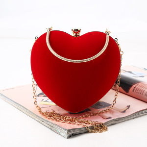 Dinner Bag heart-shaped Dinner Bag Handmade suede hand bag with hand-in-hand lady banquet bag