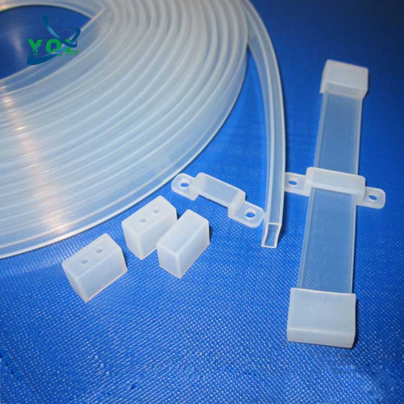 厂家供应led软灯带防水硅胶套管 1210方型全套管 透明乳白