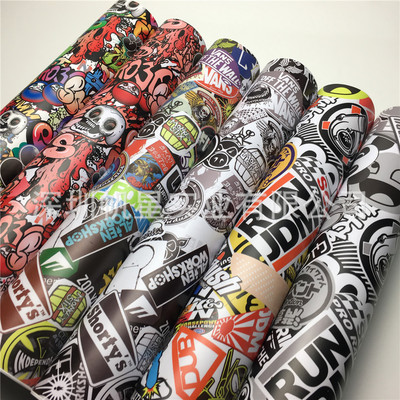 壹件代發高清噴繪塗鴉車身改色膜潮流卡通圖案摩托車改裝拉花貼紙