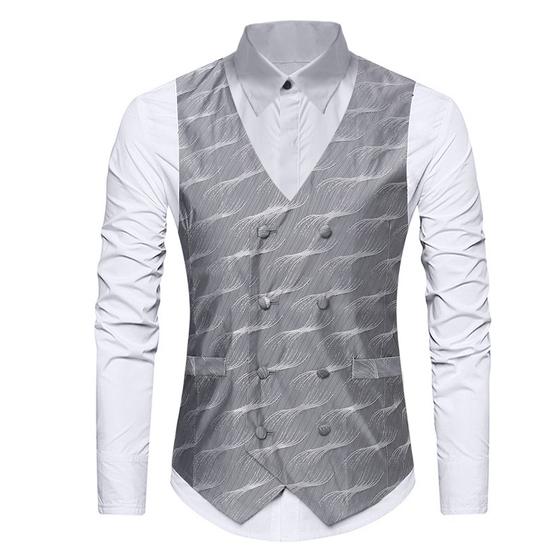 New wave printed men's double breasted vest European men's Vest fashion men's coat