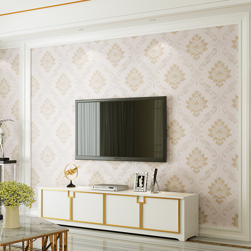 布莱尼无缝墙布高精密提花壁布高档细纹客厅卧室欧式大马士革简欧