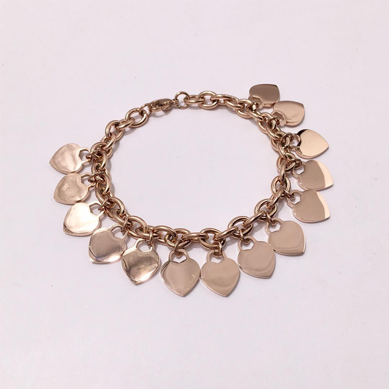 18K Real Gold Plated Plating Material 316L Stainless Steel Pendant Material Bracelets Classification PVD Coated 14K Real Gold Plated 18K Real Gold Plated 24K Real Gold Plated Heart Shape 304 Stainless Steel 316L Stainless Steel  316 Stainless Steel  Basic Classic Style Plating Bracelets