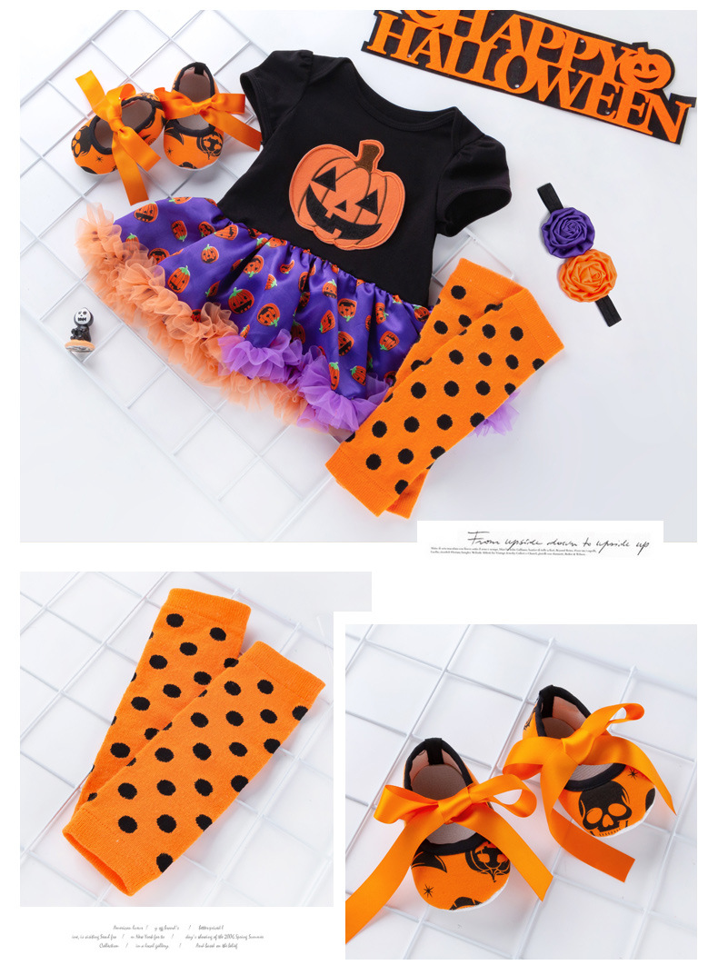 Halloween Mignon Citrouille Coton Filles Vêtements Ensembles display picture 1