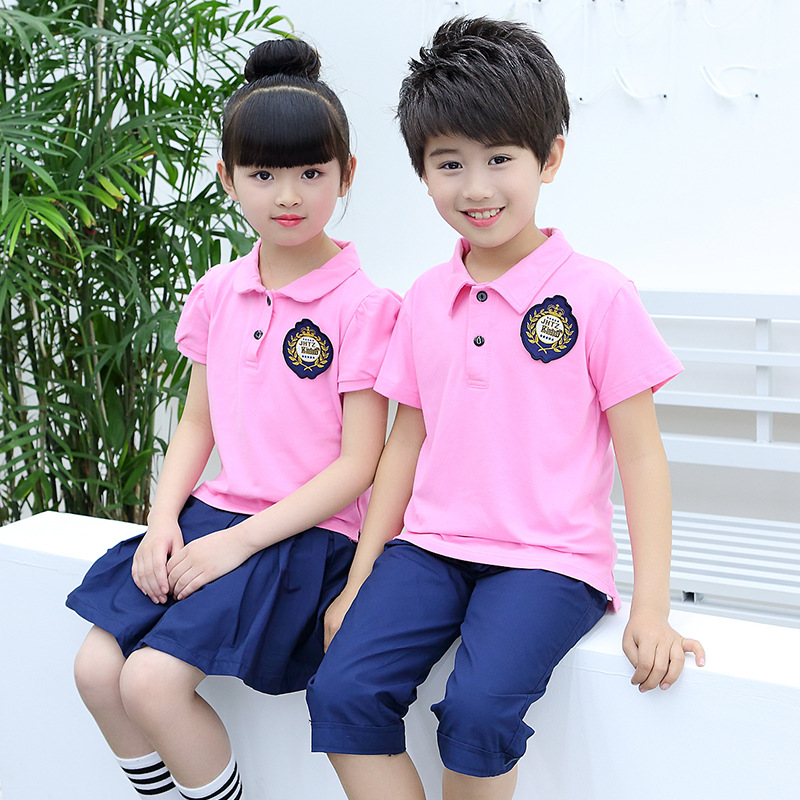 2018 new pattern kindergarten Park service Summer wear wholesale British style pupil school uniform suit men and women motion Class clothes