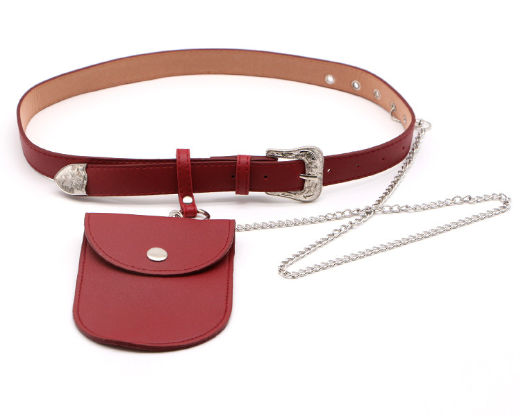 Vintage Floral Women's Belt with Metal Chain Waist Bag measurements and detail photo 13