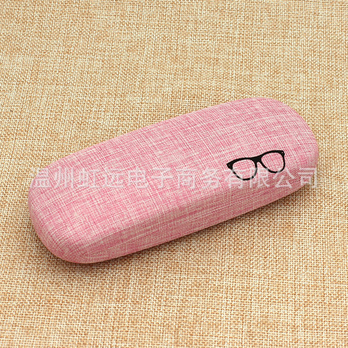 Wholesale linen glasses box, iron box wrapped in cotton and linen, small fresh and simple myopia glasses box, flip cover, retro linen surface