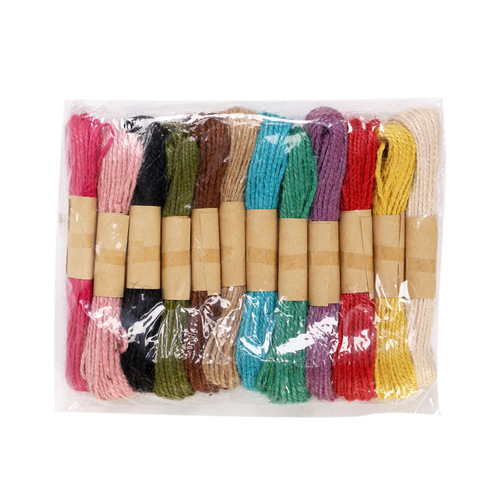 Price of 1mm*10m colorful hemp rope DIY hand-woven retro style photo clip jute rope 12 pieces