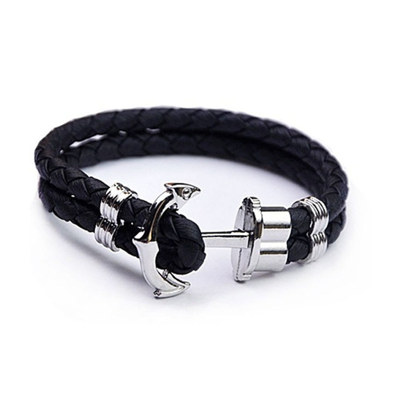 European and American j simple creative fashion Men's anchor leather rope bracelet couple bracelet jewelry cross-border hot accessories European and American j simple creative fashion Men's anchor leather rope bracelet couple bracelet jewelry cross-border hot accessories