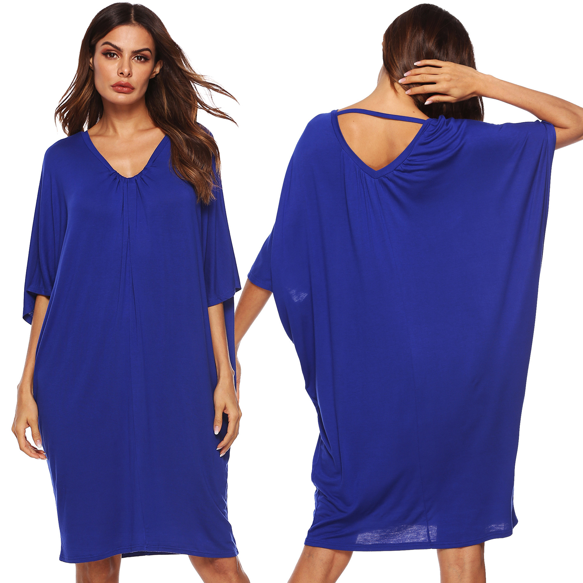 Loose Casual Batwing Sleeve Deep V Dress for Women Spring Summer Collection Comfortable Fit Wholesale Available