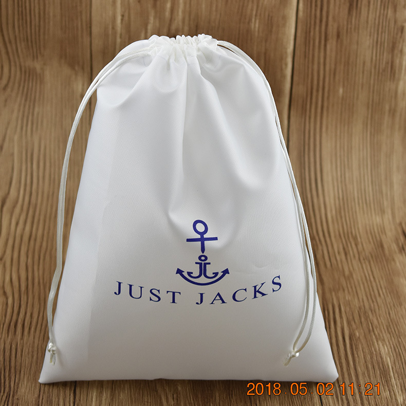 厂家供应 白色420D涤纶束口包装布袋 涤纶拉绳束口袋