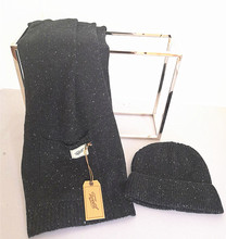 原單加拿大出口羊毛潮流點子紗套件男士保暖針織圍巾帽子