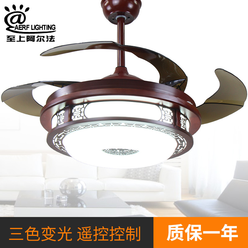 direct deal New Chinese Retro LED Fan light Modern minimalist a living room Restaurant invisible LED Ceiling fan lamp