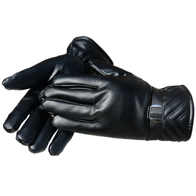 男士秋冬季防风防寒保暖大棉手套防水加大仿皮革PU加绒加厚手套|ms